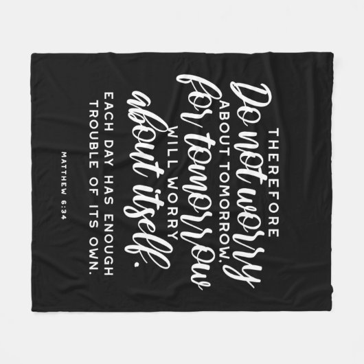 Matthew 6:34 Bibelverse Fleecedecke (Vorderseite (Horizontal))