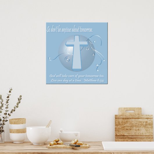 Matthew 6:34 Bible Verse Poster (Küche)