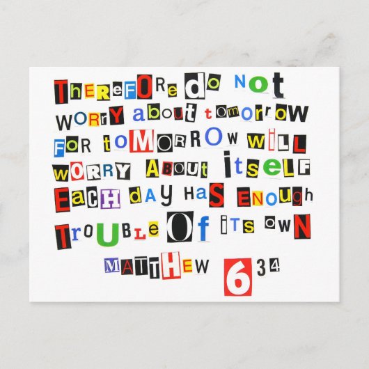 Matthew 6:34 postkarte (Vorderseite)
