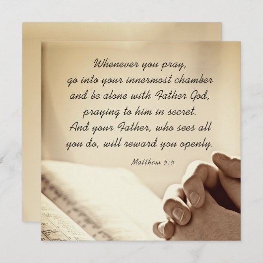 Matthew 6:6 Wenn Sie Christliche Bibelkarte beten (Vorne/Hinten)