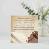 Matthew 6:6 Wenn Sie Christliche Bibelkarte beten (Stehend Vorderseite)