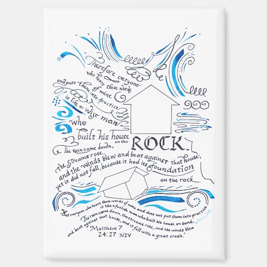 Matthew 7 24 27 House on the Rock Bible Verse Magnet (Vorderseite)