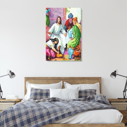 Matthew 7:36-50 Jesus vergibt die Sünden der Frau Leinwanddruck (Insitu (Schlafzimmer))