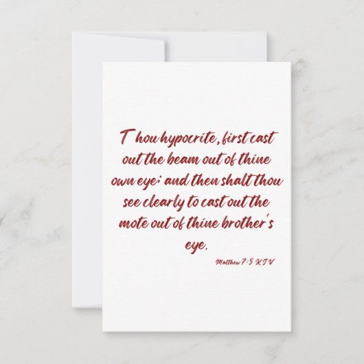 Matthew 7:5 KJV Bible Verse Flat Greeting Card Karte (Vorderseite)