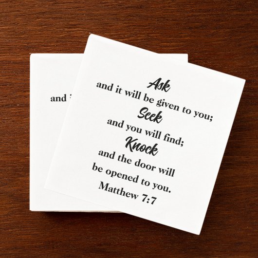 Matthew 7:7 Bibelverse Church Serviette