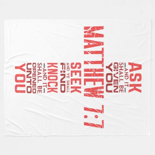 Matthew 7:7 Bibelverse Cross Fleece Blanket (Vorderseite (Horizontal))