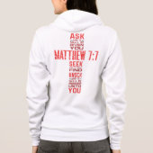 Matthew 7:7 Bibelverse Cross Women's Full-Zip Hoodie (Rückseite)
