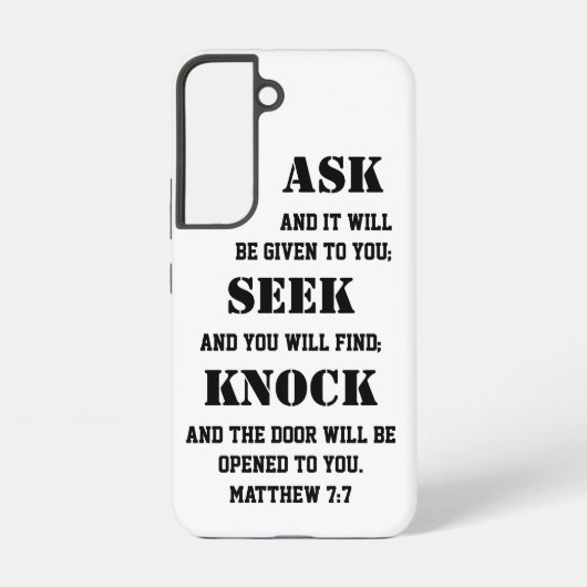 Matthew 7:7 Bible Verse Bold Gefragt Seek Knock Samsung Galaxy Hülle (Rückseite)