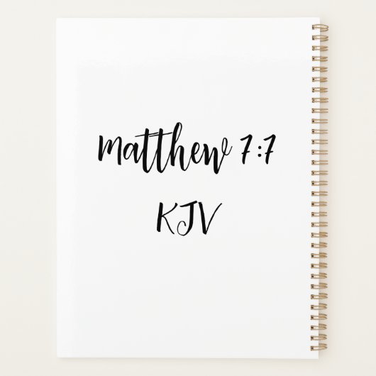 Matthew 7:7 Bible Verse Calendar Planner Planer (Rückseite)