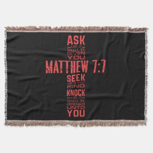 Matthew 7:7 Bible Verse Cross Decke (Vorderseite)