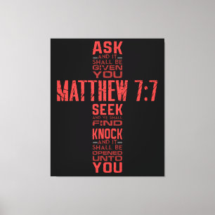 Matthew 7:7 Bible Verse Cross Leinwand Art