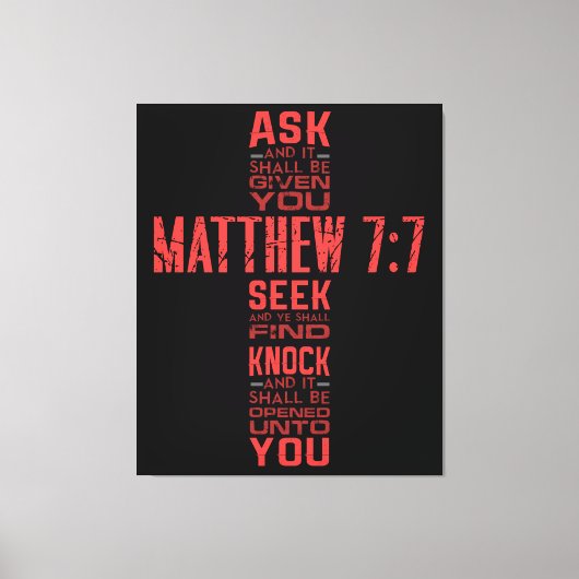 Matthew 7:7 Bible Verse Cross Leinwand Art (Vorderseite)