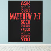 Matthew 7:7 Bible Verse Cross Leinwand Art (Insitu (Holzboden))