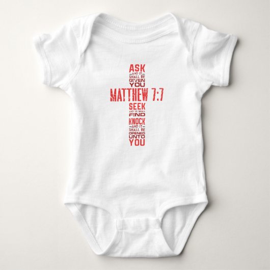 Matthew 7:7 Bible Verse Cross Unisex Baby Strampler (Vorderseite)