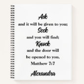 Matthew 7:7 Bible Verse Individuelle Name Notizblock (Vorderseite)