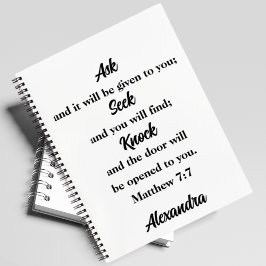 Matthew 7:7 Bible Verse Individuelle Name Notizblock