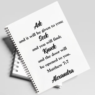 Matthew 7:7 Bible Verse Individuelle Name Notizblock