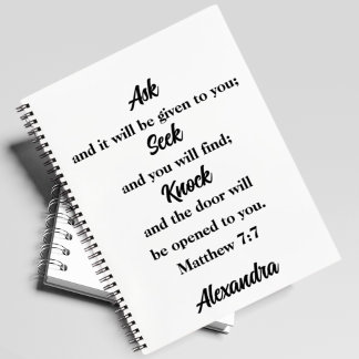 Matthew 7:7 Bible Verse Individuelle Name Notizblock