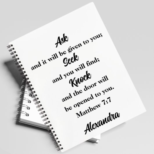 Matthew 7:7 Bible Verse Individuelle Name Notizblock