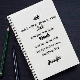 Matthew 7:7 Bible Verse Individuelle Name Sketchbo Notizblock