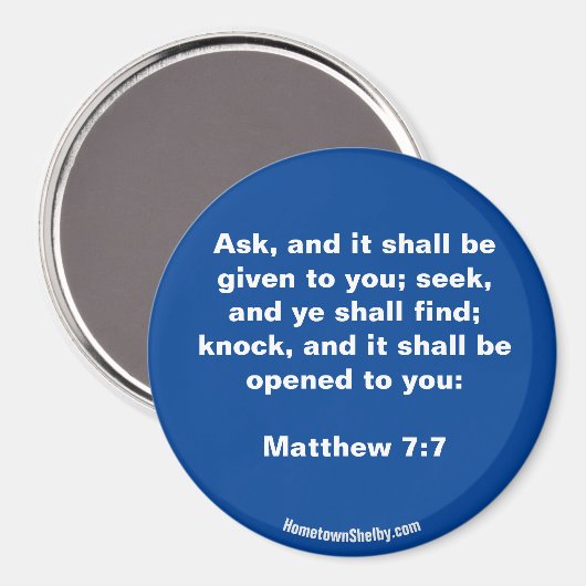 Matthew 7:7 Bible Verse Magnet (Vorderseite/Rückseite)