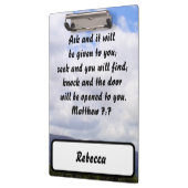 Matthew 7:7 Favorite Custom Bible Verse Klemmbrett (Links)