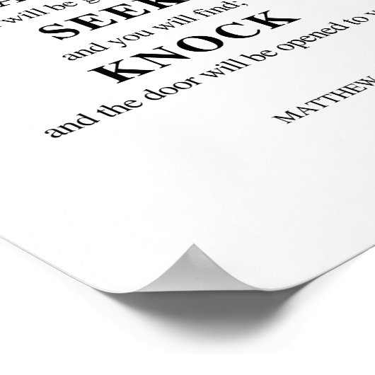 Matthew 7:7 Frag Seek Knock Poster (Ecke)