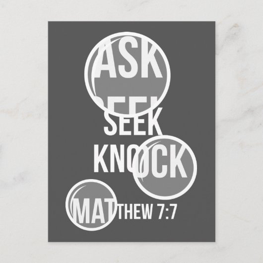 Matthew 7 7 - Frag Seek Knock Postkarte (Vorderseite)