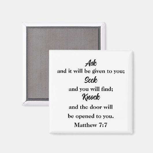 Matthew 7:7 Fragen Seek Knock Bible Verse Magnet (Vorderseite/Rückseite)