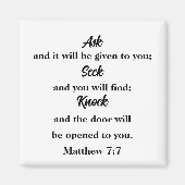 Matthew 7:7 Fragen Seek Knock Bible Verse Magnet (Vorne)