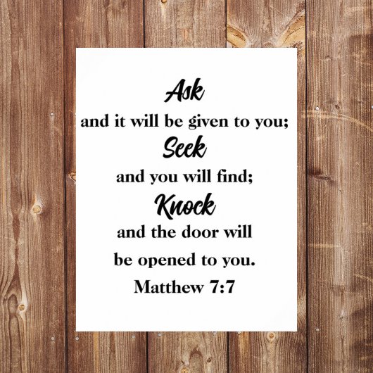 Matthew 7:7 Fragen Seek Knock Bible Verse Poster