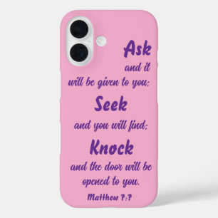 Matthew 7:7 Gefragt für es Bibel Verse Rosa und Li iPhone 16 Hülle