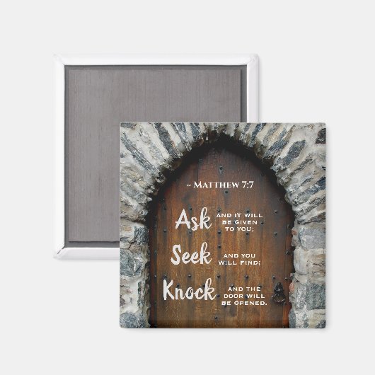 Matthew 7:7, Gefragt, und es wird gegeben Magnet (Vorderseite/Rückseite)