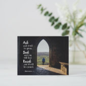 Matthew 7:7, Gefragt, und es wird gegeben Postkarte (Stehend Vorderseite)