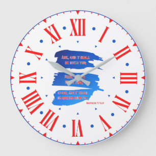 Matthew 7:7 KJV Bible Verse Roman Numerus Große Wanduhr