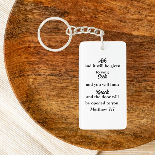 Matthew 7:7 Minimalistisch Bibelverse Schlüsselanhänger