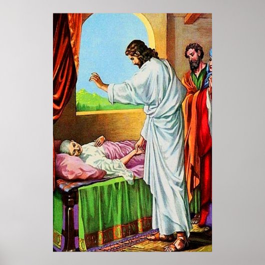 Matthew 8:14 15 Heilung von Peters Mutter im Recht Poster (Vorne)
