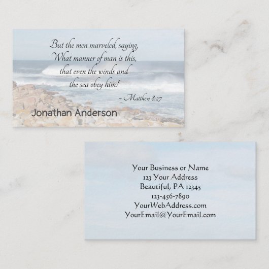 Matthew 8:27 Jesus beruhigt den Sturm, Bibelverse Visitenkarte (Vorne/Hinten)