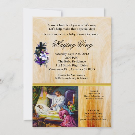 Matthew 9:18-26 Jesus bringt ein Mädchen zurück in Einladung (Vorderseite)