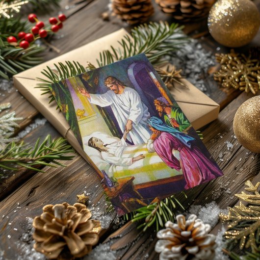 Matthew 9:18-26 Jesus bringt ein Mädchen zurück zu Postkarte