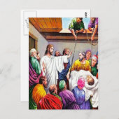 Matthew 9:1-8 Jesus vergibt und heilt Postkarte (Vorne/Hinten)