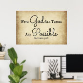 Matthew Bible verse Mit Gott sind alle Dinge mögli Poster (Heimbüro)