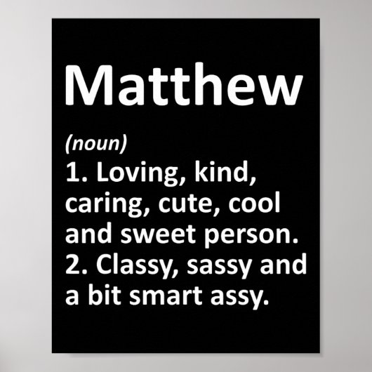 Matthew Definition Personalisierter Name Lustiger  Poster (Vorne)