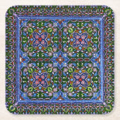 Matthew Digby Wyatt Textile Design in grün blau Rechteckiger Pappuntersetzer (Vorderseite)