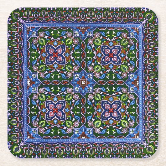 Matthew Digby Wyatt Textile Design in grün blau Rechteckiger Pappuntersetzer (Vorderseite)