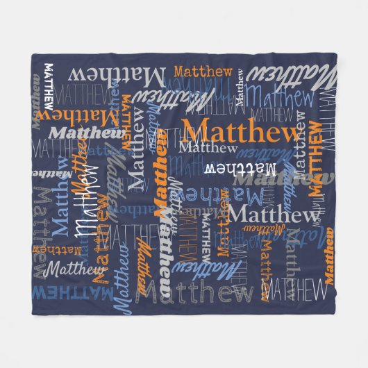 Matthew personalisiert orange-blaue Decke (Vorderseite (Horizontal))
