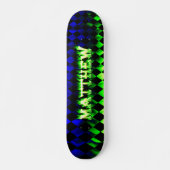 Matthew Skateboard grünes Feuer und Flammen Design (Vorne)
