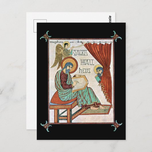 Matthew von Lindisfarne mittelalterliches Manuskri Postkarte (Vorne/Hinten)