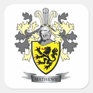Matthews Familienwappen Coat of Arms Quadratischer Aufkleber