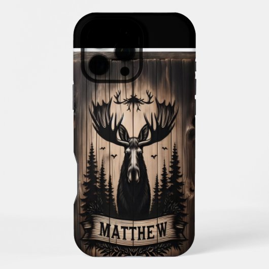 Matthew's Moose Forest Sign iPhone Hülle (Rückseite)
